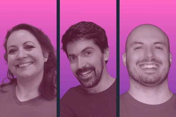 Caroline, Benoît et Quentin, comédiens de la troupe d'improvisation Les Cabetin à Toulouse